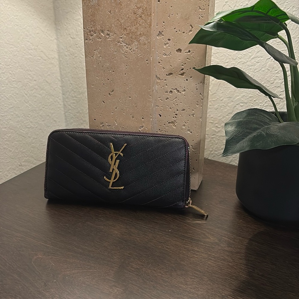 YSL Monogram Matelasse Leather Zip-Around Wallet